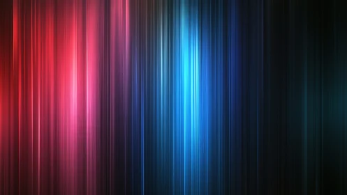 Vertical neon light streaks in red and blue gradient background.