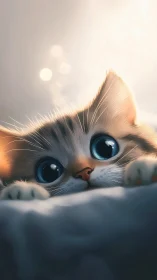 Curious Kitten with Luminous Blue Eyes.