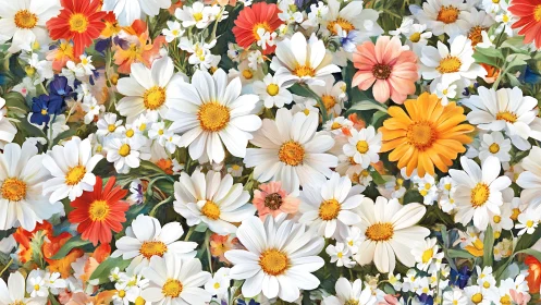 Chromatic Daisy Chorus: Nature's Paint Splash Unfurled.