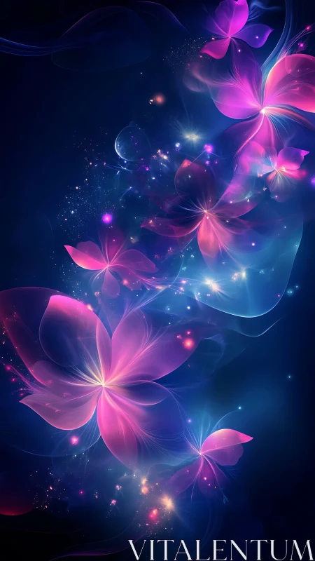 Luminescent magenta butterflies in deep-space nebular bloom