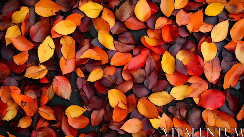 Autumn leaf carpet in vivid orange, red and gold hues.