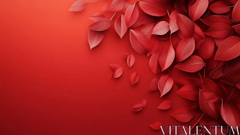 Monochrome red foliage cluster on gradient minimal backdrop.