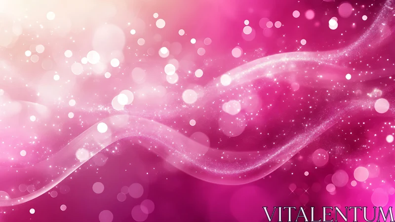 Sparkling Pink Abstract Background with Flowing Light Waves.