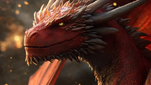 Ember‑scaled dragon lord smiling through drifting sparks.