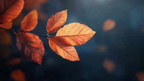 Autumn Leaves Close-Up with Soft Focus and Moody Lighting.