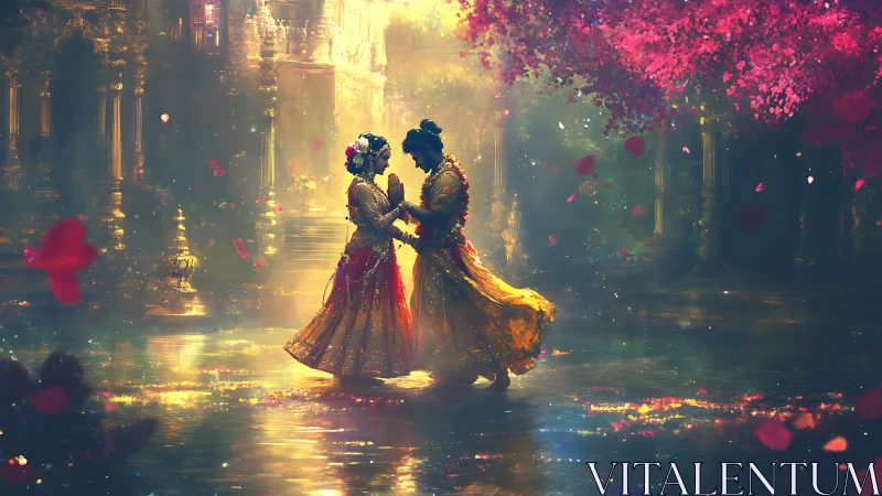 Luminous Pas de Deux: Golden Architecture and Romantic Tableaux.