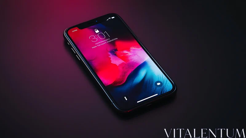 Modern smartphone display with neon gradient interface wallpaper.