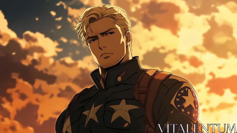 Golden hour guardian gazing toward tomorrow’s sky.