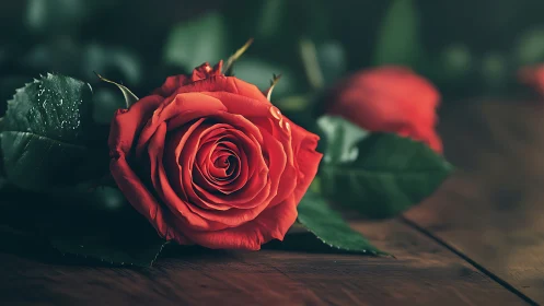 Crimson Bloom Cascades: Velvet Petals on Wood.