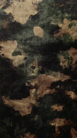 Abstract earth-toned cloud field on textured canvas grid.