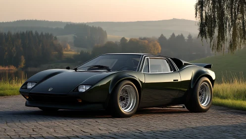 Low-slung classic sports coupe with widebody stance and wire wheels