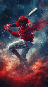 Explosive digital painting captures dynamic baseball swing moment