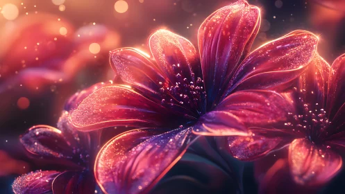 Luminous Flowers Glowing with Ethereal Light and Sparkle.