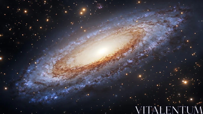 Edge-on spiral galaxy glows with dense golden stellar core