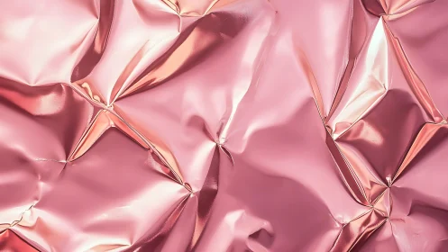 Crumpled Metallic Pink Foil Texture in Modern Abstract Style.