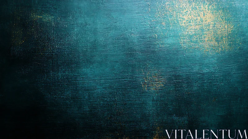 Textured teal canvas with distressed golden highlights.