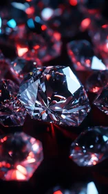 Gleaming diamonds glowing in deep red twilight light.