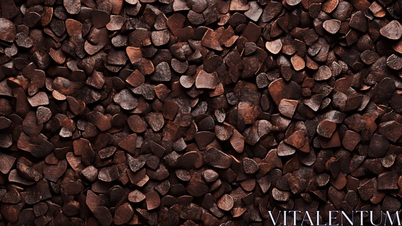 High contrast macro of irregular dark chocolate flake surface