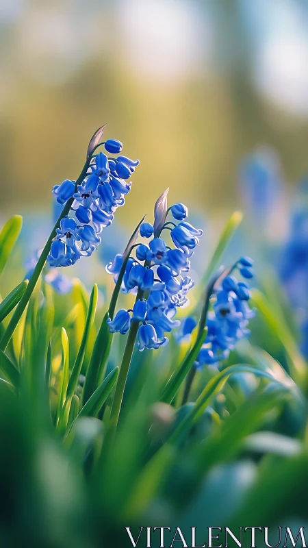 Blue Muscari Bells Dance in Spring Light.