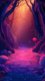 Bioluminescent Forest Sanctuary Glows with Magical Radiance.