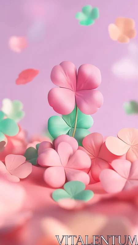 Three-dimensional rendered floral composition with procedural soft-body physics simulation