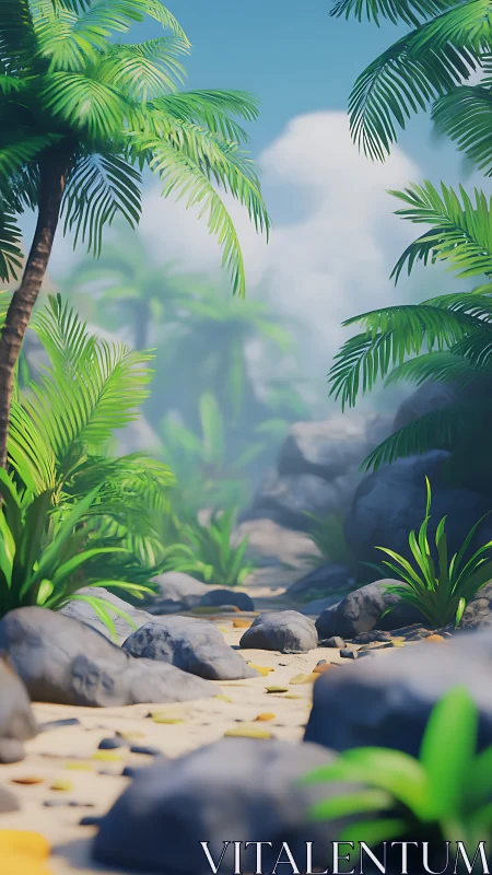 Tropical Gateway: Where Palms Frame Paradise.