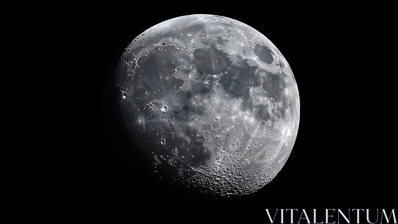 Detailed lunar surface study in stark cosmic isolation.