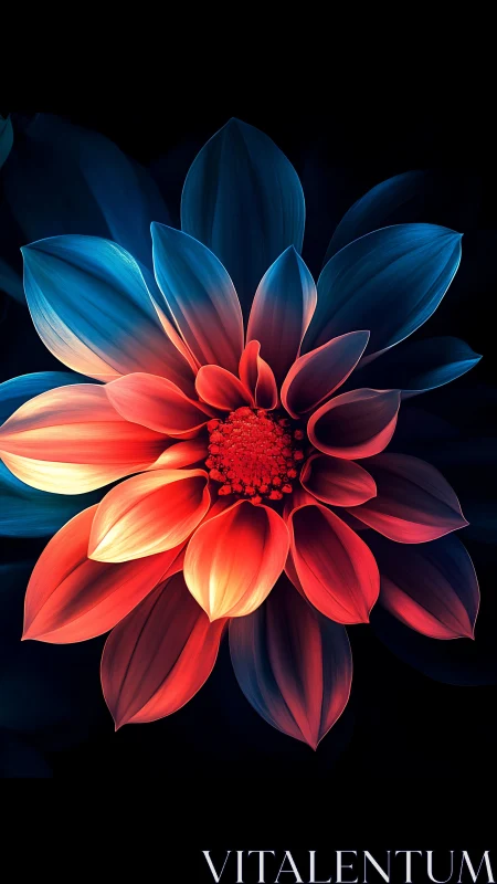 Coral Blossom Ignites: Where Azure Petals Meet Scarlet Fire