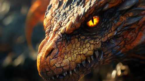 Molten-eyed dragon studies mortals with ember-bright patience