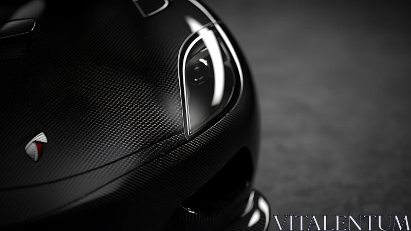 Carbon fiber hypercar nose with specular headlamp detail.