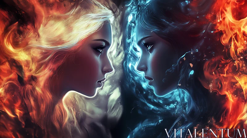 Fire and Ice Profile Faces in Elemental Contrast Study