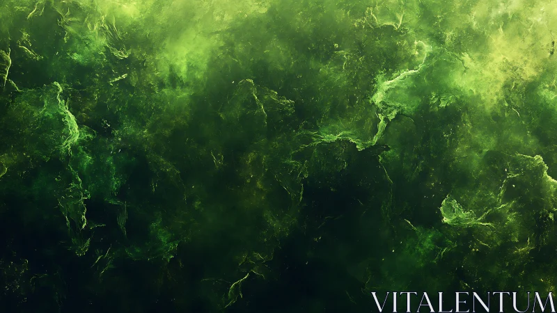 Emerald nebula drift where mossy starlight softly churns.