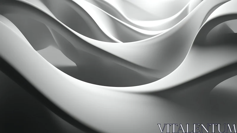 Flowing sculptural white waves in soft abstract space.