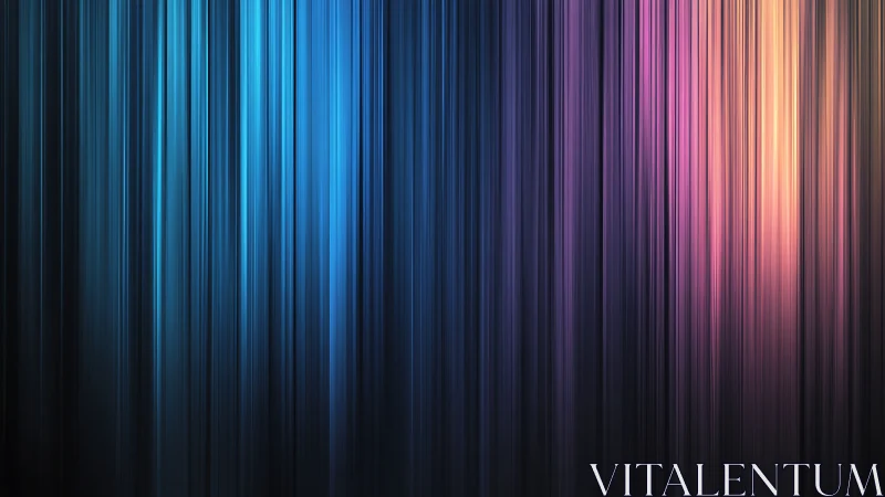 Vertical gradient stripes in blue, purple and orange tones.