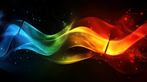 Chromatic light waves form dynamic flowing energy ribbons