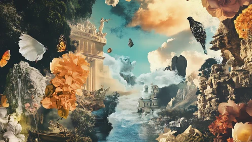 Cloudborne temples drift through florid mythic canyons