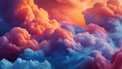 Vibrant sunset clouds in vivid pink, orange and blue sky.
