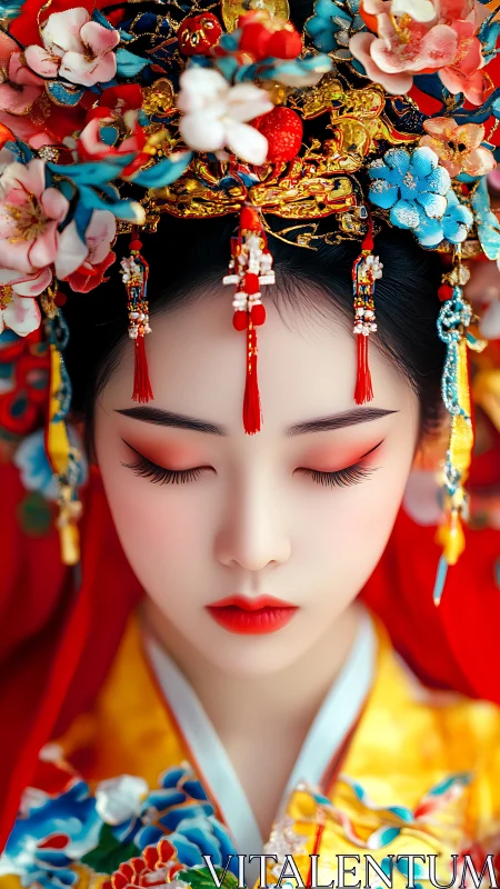 Digital portrait depicts ornate ceremonial headdress and robe