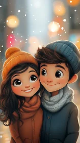 Winter Romance: Two Hearts in the Glow.