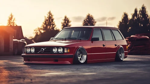 Sunset stance: classic red wagon reimagined for style.