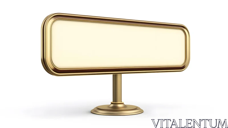 Elegant Blank Gold Signboard with Rounded Corners on Stand.