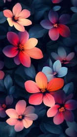 Gradient Flowers Digital Composition Dark Background