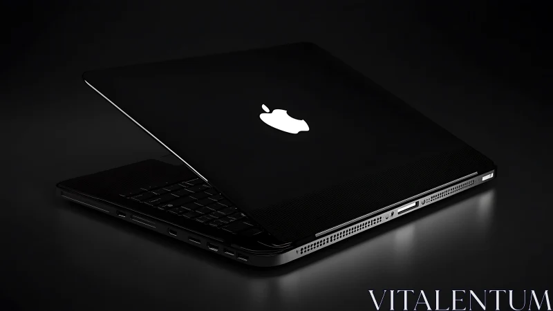 Sleek black laptop glowing softly in a calm dark space.