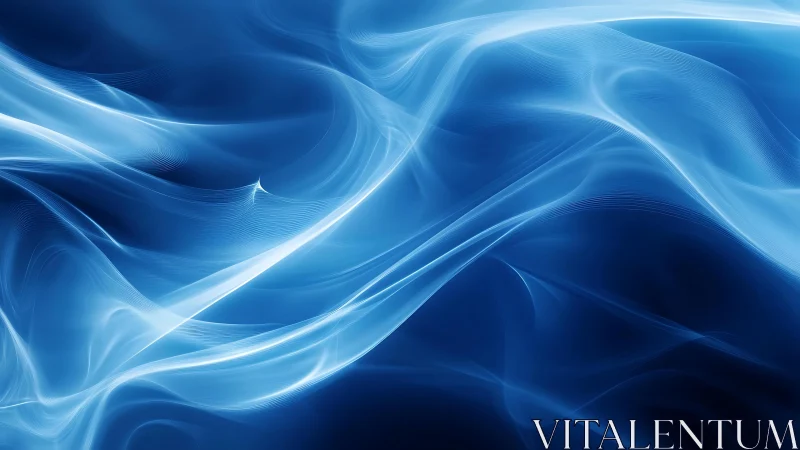 Abstract blue waves digital background with smooth flowing lines.