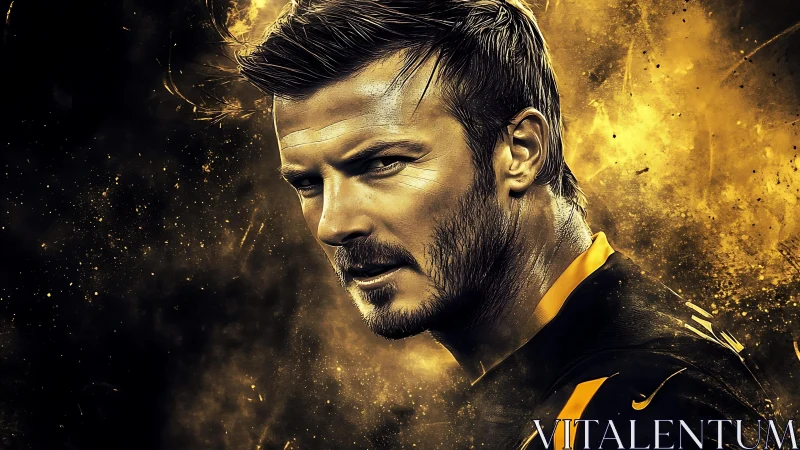 Male profile portrait set against abstract yellow background