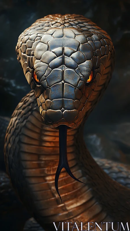 Radiant serpent gaze with molten eyes and polished scales.