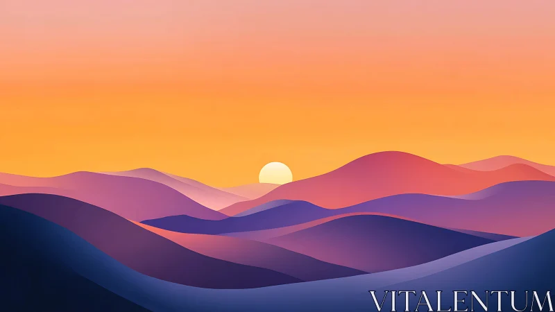 Sunrise rolls over candy-colored hills in soft gradients.