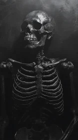 High-contrast skeletal study emphasizes glossy bone surfaces