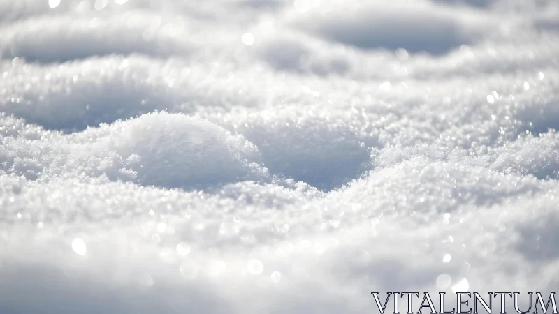 Close-up of sparkling fresh snow in soft natural morning light.
