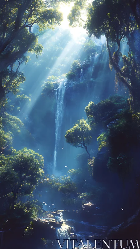 Luminous Cathedral Where Light Descends Through Ancient Forest Canopy